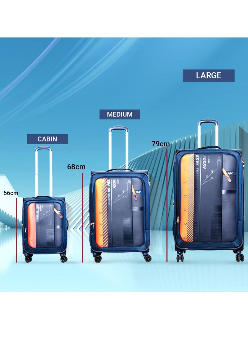 Skybags - Airway Pro Expandable Soft Body Luggage with Smooth Dual Wheels Luggage Trolley, Polyester Material, TSA Lock, Medium-24Inch Blue - Image 1