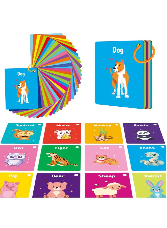 Bluejw Cognitive Cards 50 Children's Animal Flashcards Interactive English Phrases Learning Puzzle Early Education Flash Cards - Image 2