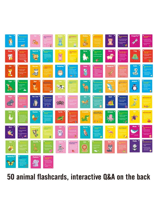 Bluejw Cognitive Cards 50 Children's Animal Flashcards Interactive English Phrases Learning Puzzle Early Education Flash Cards - Image 4