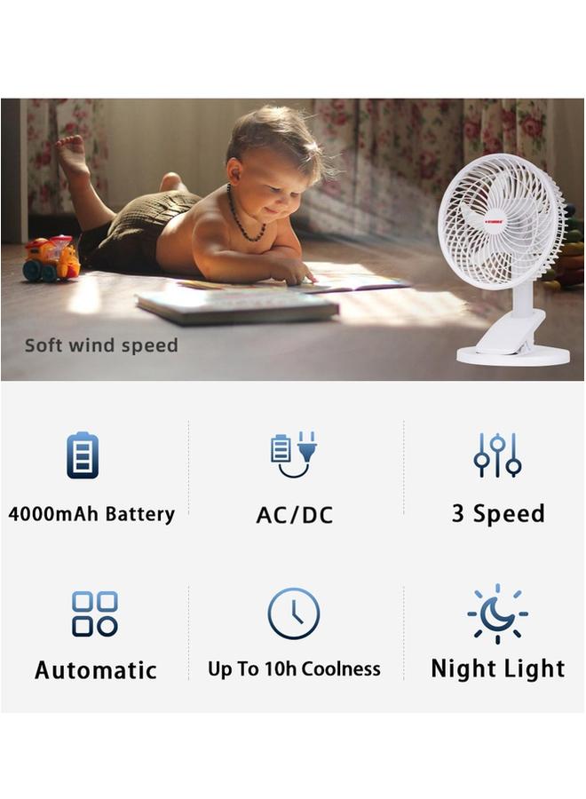 Stargold 8 Inch Rechargeable Table Fan Clip Fan Ceiling Fan With LED Light - Image 4
