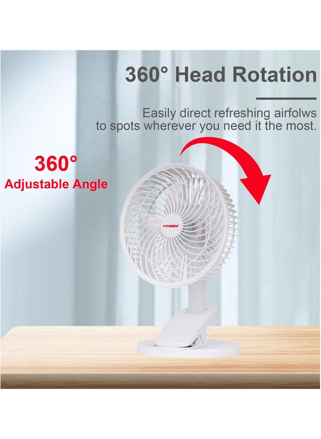 Stargold 8 Inch Rechargeable Table Fan Clip Fan Ceiling Fan With LED Light - Image 2