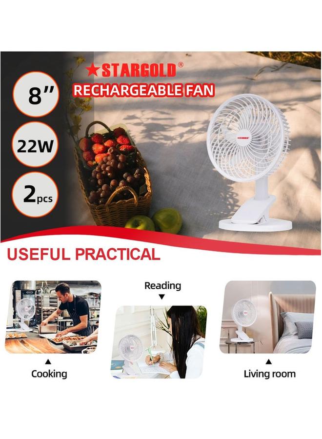 Stargold 8 Inch Rechargeable Table Fan Clip Fan Ceiling Fan With LED Light - Image 3