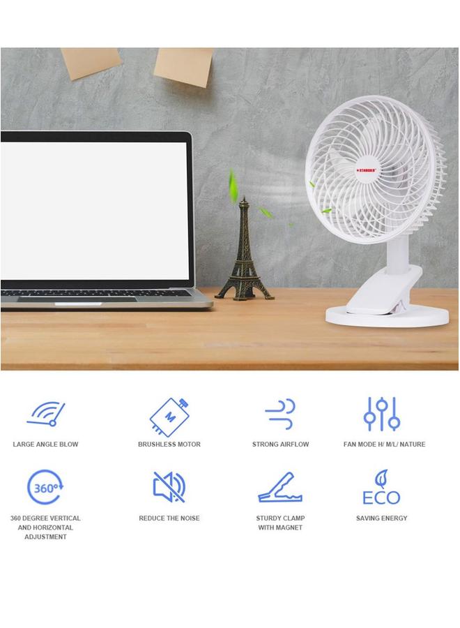 Stargold 8 Inch Rechargeable Table Fan Clip Fan Ceiling Fan With LED Light - Image 5