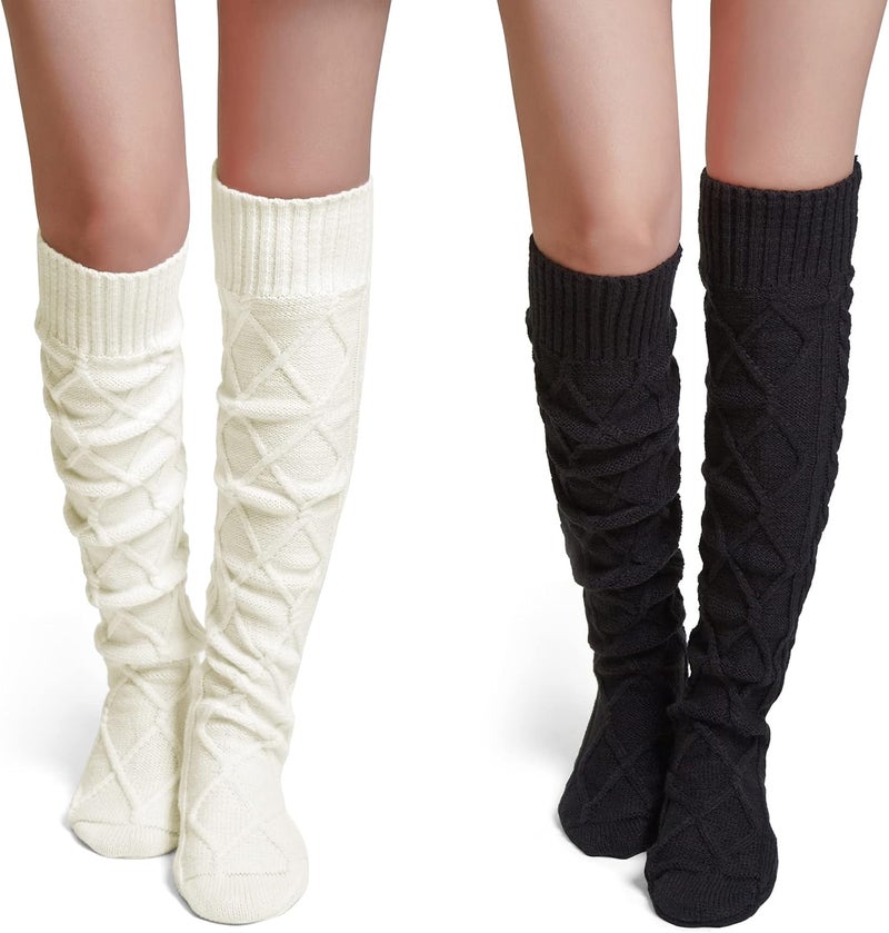 Pcavin Thigh High Socks for Women Cable Knit Over the Knee Boot Socks, Long Warm Leg Warmers Winter - Image 1