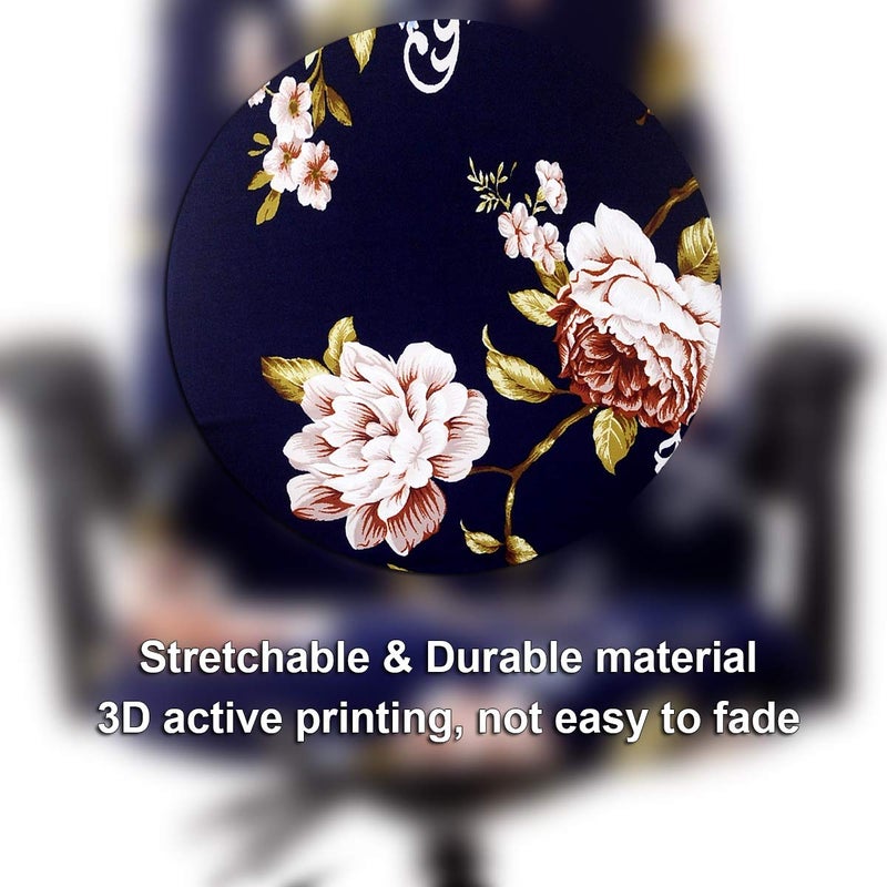 WOMACO Printed Office Chair Covers, Stretch Computer Chair Cover Universal Boss Chair Covers Modern Simplism Style High Back Chair Slipcover - Peony, Medium - Image 4