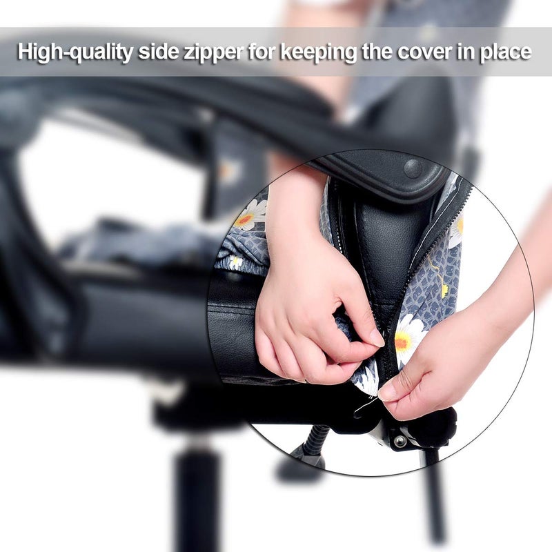 WOMACO Printed Office Chair Covers, Stretch Computer Chair Cover Universal Boss Chair Covers Modern Simplism Style High Back Chair Slipcover - Peony, Medium - Image 5