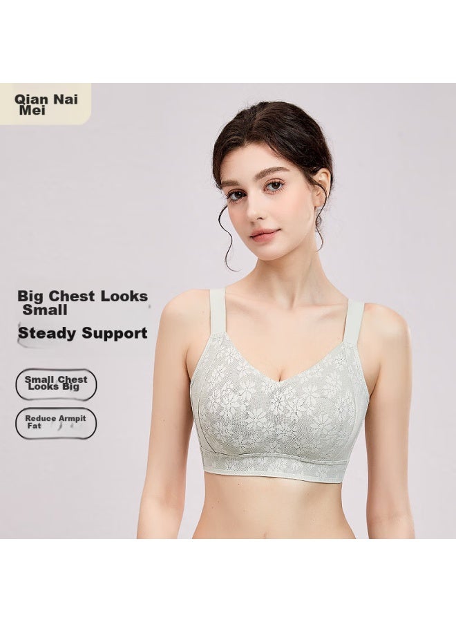 QIANNAIMEI Qianamei Women's Bra, Large Bust Minimizer, Thin Seamless Wireless Full Coverage, Side Support Bra, Mint Mambo, 2xl  - Image 1