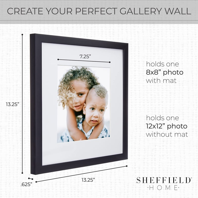 Sheffield Home 9 Piece Gallery Wall Frame Set, 12x12 in. Matted to 8x8 in. (Matte Black) - Image 3