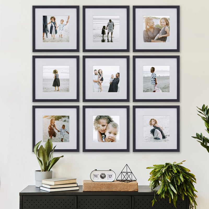 Sheffield Home 9 Piece Gallery Wall Frame Set, 12x12 in. Matted to 8x8 in. (Matte Black) - Image 2