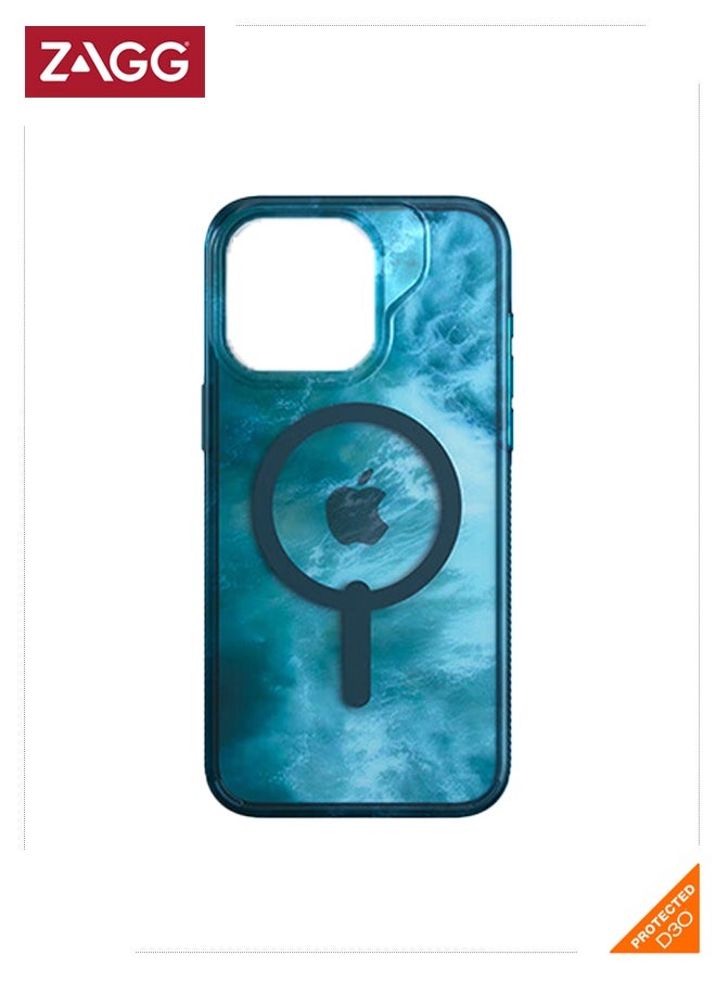 ZAGG - Milan Snap iPhone 15 Pro Protective Cell Phone Durable Graphene Case, MagSafe Compatible Case with Slim Anti-Yellowing Scratch-Resistant - Ocean - Image 1