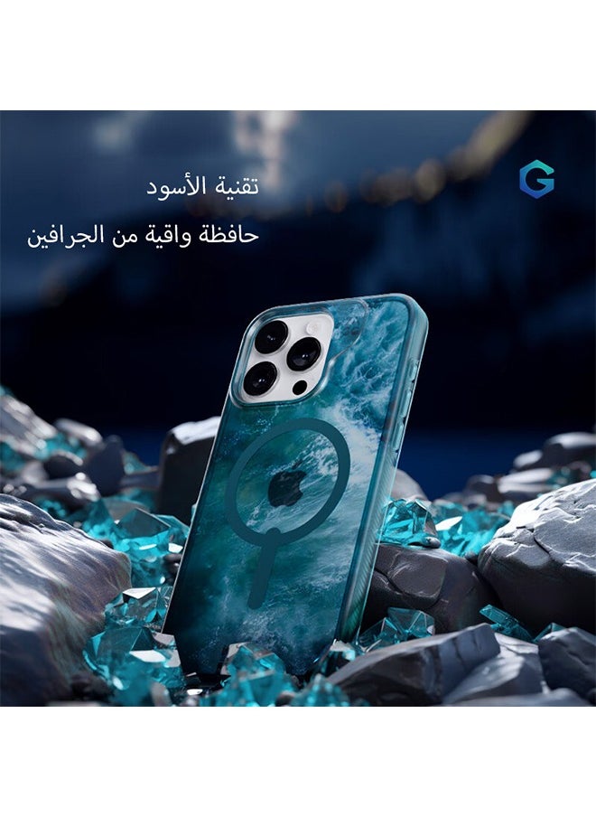 ZAGG - Milan Snap iPhone 15 Pro Protective Cell Phone Durable Graphene Case, MagSafe Compatible Case with Slim Anti-Yellowing Scratch-Resistant - Ocean - Image 1