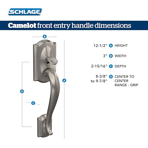 SCHLAGE مقبض دخول أمامي SCHLAGE FE285 CAM 620 Acc RH بتشطيب كاميلوت النصف السفلي مع رافعة يمنى، نحاس عتيق - Image 3