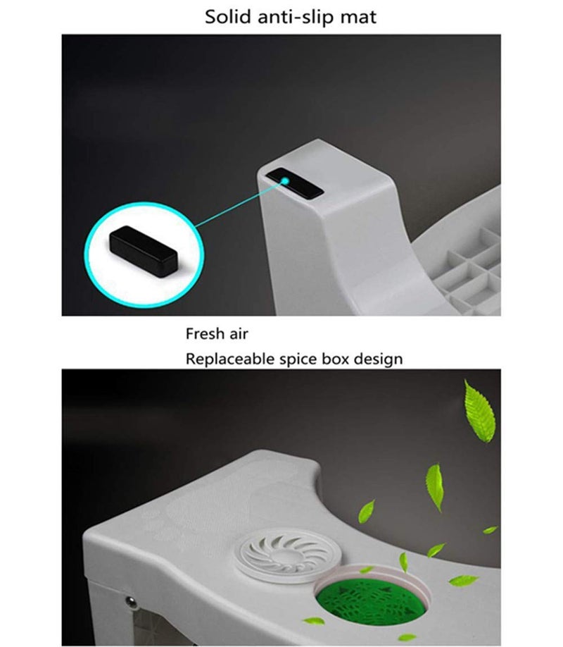 NOBILEA About Space Foldable Non Slip Toilet Step Stool with Air Freshener Slot White - Image 3