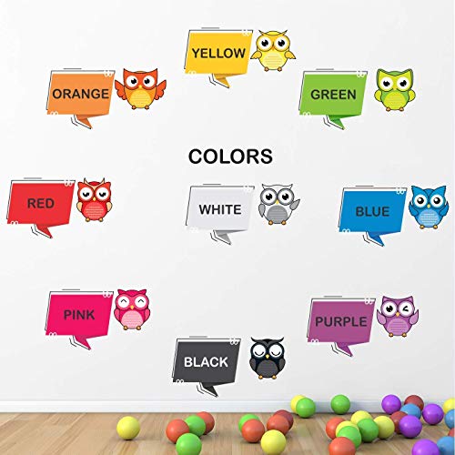 Byte Shop 'Colours - Names - Cute - Birds - Baby - Kids - Learning - Education - Nursery - Pre School - Kinder Garden Creative - Colorful - Wall Sticker' - (Multi Colour, Vinyl - 115cm X 85 cm) - Image 1