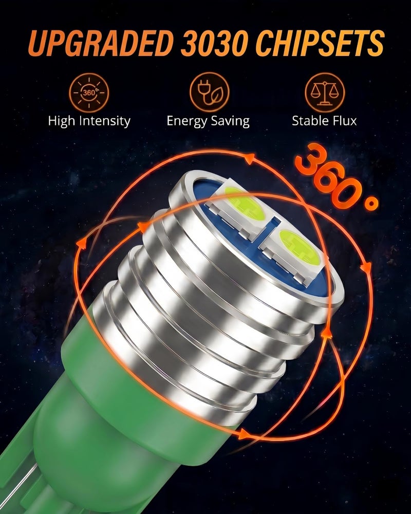 WLJH 194 Led Bulb PC195 PC194 PC168 Car Dashboard Instrument Panel Bulbs 168 2825 T10 Led Twist Socket Locks Dash Lights Gauge Cluster Led Super Bright (Green,Pack of 6) - Image 4