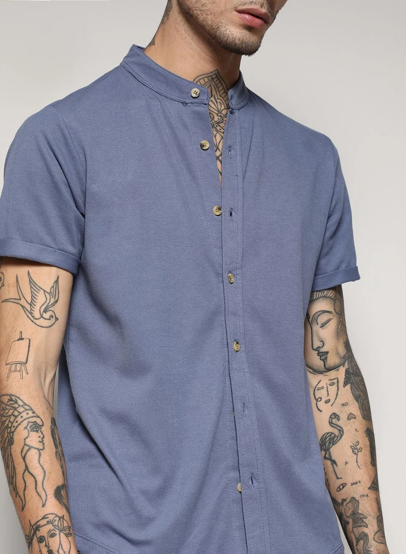 CAHOOT  Men's Prussian Blue Basic Shirt for Men | Best Price UAE