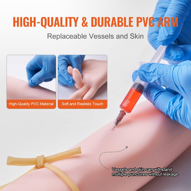 VEVOR Intravenous Practice Arm Kit Made of PVC Latex Material Phlebotomy Arm with Infusion Stand Practice Arm for Phlebotomy with a Storage Handbag IV Practice Arm Kit for Venipuncture Practice - Image 4