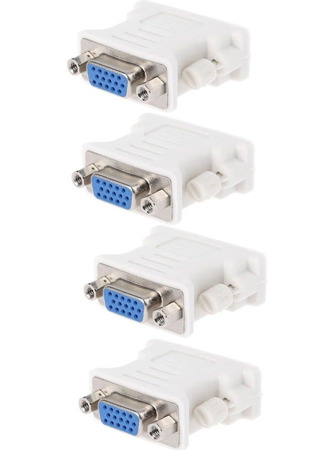 Taimi 4 pices DVI 24 Pin Male To VGA 15 Pin Female Converter Adapter White - Image 1