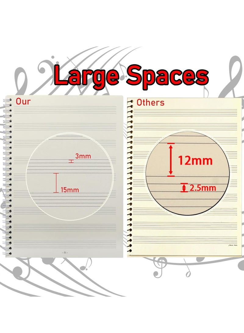 Generic Blank Sheet Music Notebook, Music Composition Manuscript Staff Notebook Music Manuscript Paper Manuscript Writing Paper Note-Book with 50 Pages, Large Spaces Lines - Image 2