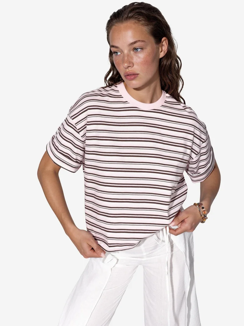 Busem BUSEM Oversized Striped Cotton Crew Neck T-shirt