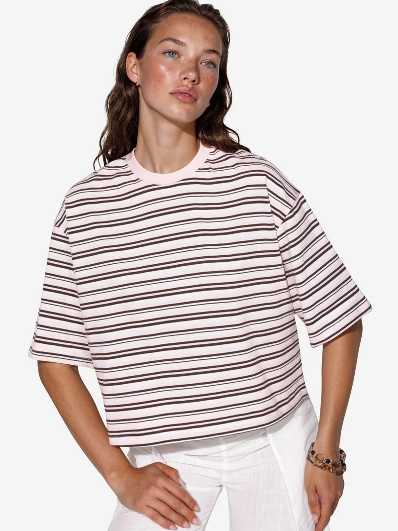 Busem BUSEM Oversized Striped Cotton Crew Neck T-shirt