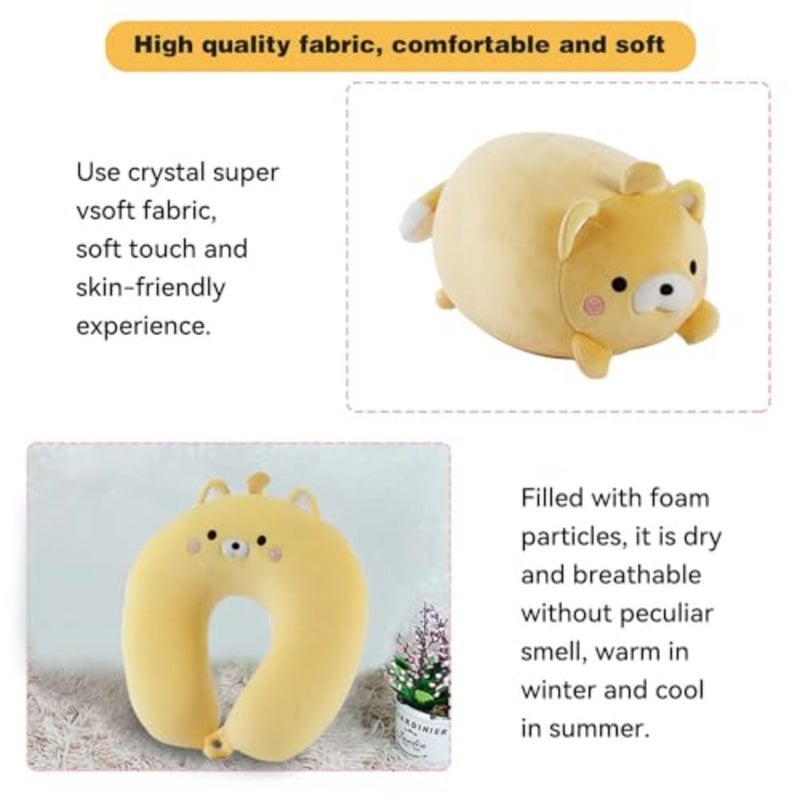 Travel Pillow Kid, 2-in-1 Travel Pillow for,Neck, Soft and Adorable Bear Animals Plushie That Converts into a U-Shaped Neck Pillow for Ultimate Comfort During Airplane, Car - Image 4