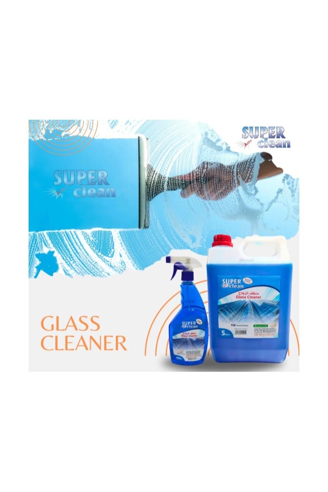سوبر كلين سوبركلين منظف الزجاج 5 لتر + 650 مل مجاناً – زجاجة رذاذ قابلة لإعادة التعبئة – لمعان خالٍ من الخطوط - Image 2