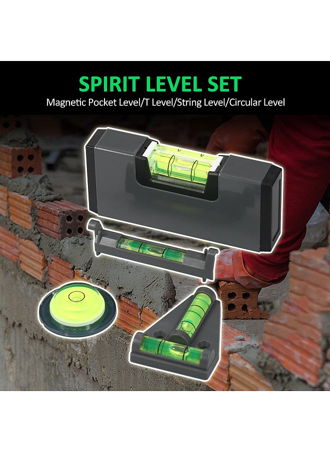 Lepmerk - Mini Level Tool Set 4-In-1 Portable Small Bubble Level Magnetic Pocket Level T Level String Level Circular Level Suitable for Woodworking RV Camper Level Telescope Furniture Tripods Camera - Image 1