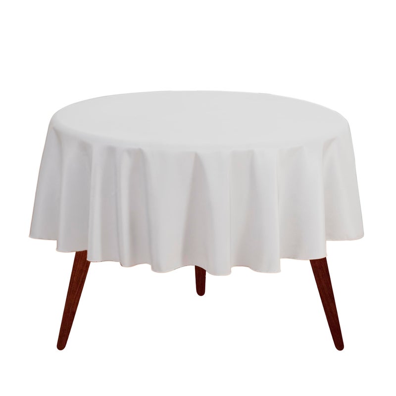 Gee Di Moda Round Tablecloth  90 Inch White Round Table Cloth for 30 to 60 Inch Round Tables  Heavy Duty Washable Fabric  for Buffet Table Holiday Party Dinner Wedding  Baby Shower