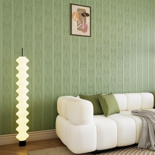 JiffDiff Wallpaper Peel and Stick Textured,3D Embossed Wall Paper Stick on Wallpaper Modern Waterproof Self Adhesive Contact Paper(17.3" x 1200",Green) - Image 3