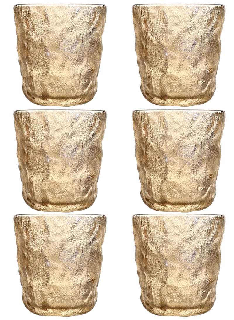 6-Piece Brown Textured Glass Drinking Cups – 280ML Each, Premium Decorative Glassware For Coffee，Water, Juice & Beverages - Image 1