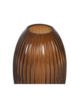 PURE HOME + LIVING Pure Home Living Brown Ribbed Round Glass Vase Large  - Image 5