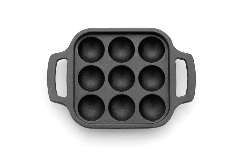 ROSTON Cast Iron Paniyaram Appam Pan Appe Ponganalu Pan Chatti Appam Maker, Cast Iron 9 Cavity Induction Base, Black - Image 2