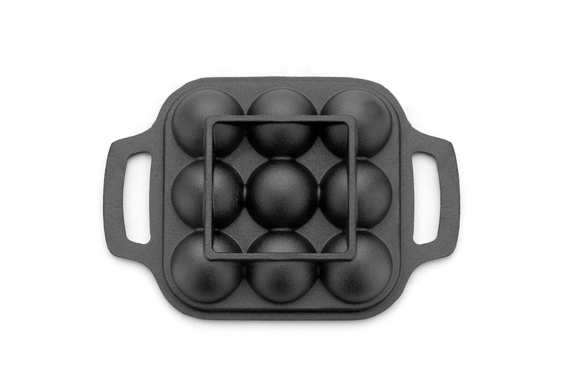 ROSTON Cast Iron Paniyaram Appam Pan Appe Ponganalu Pan Chatti Appam Maker, Cast Iron 9 Cavity Induction Base, Black - Image 3