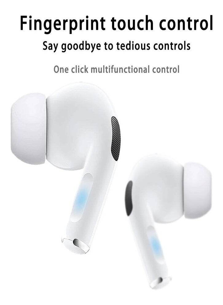 Generic - Multifunctional AirPods have a touch screen control and display.  Compatible with all mobile phones and dual wireless systems. It has a noise reduction feature with an application to control it. White color - Image 1