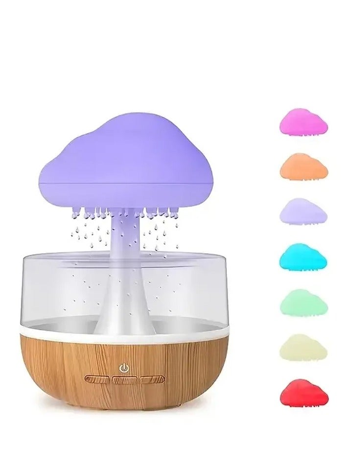 Raining Cloud Night Light Humidifier Aromatherapy Essential Oil Diffuser Cute Mushroom Humidifier Waterfall Lamp Desk Fountain Bedside Sleeping Relaxing Mood