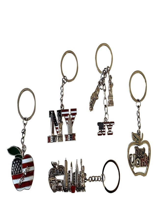 سبارك مجموعة تذكارية من 12 قطعة من مدينة نيويورك، تتضمن سلاسل مفاتيح معدنية، 4 قطع: فتاحة زجاجات، مبنى إمباير ستيت، برج الحرية، تمثال الحرية، علم الولايات المتحدة الأمريكية، سيارة أجرة نيويورك، تفاحة، وغيرها. - Image 2