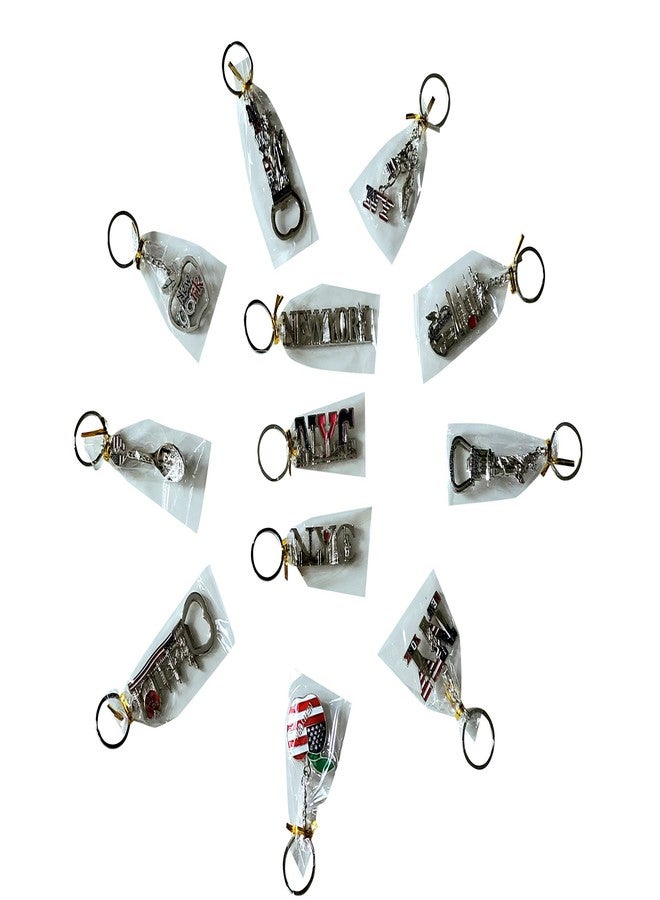 سبارك مجموعة تذكارية من 12 قطعة من مدينة نيويورك، تتضمن سلاسل مفاتيح معدنية، 4 قطع: فتاحة زجاجات، مبنى إمباير ستيت، برج الحرية، تمثال الحرية، علم الولايات المتحدة الأمريكية، سيارة أجرة نيويورك، تفاحة، وغيرها. - Image 5