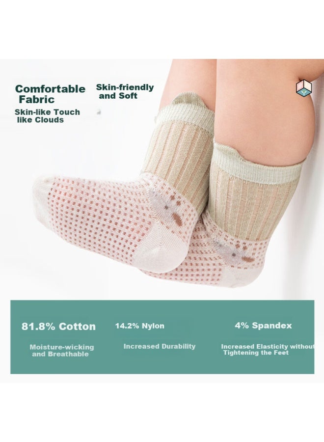 Babyface Tongyan Baby Socks, Summer Thin Style, Newborn Four Seasons Breathable Mid-calf Socks, Boys And Girls Children's Cotton Socks, 4 Pairs Pack - Image 3