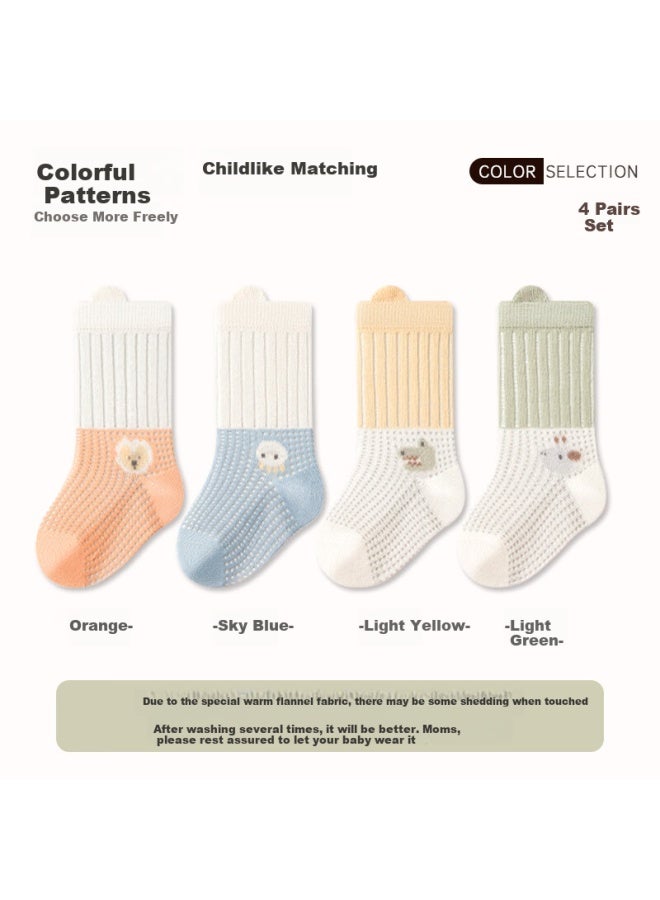 Babyface Tongyan Baby Socks, Summer Thin Style, Newborn Four Seasons Breathable Mid-calf Socks, Boys And Girls Children's Cotton Socks, 4 Pairs Pack - Image 1