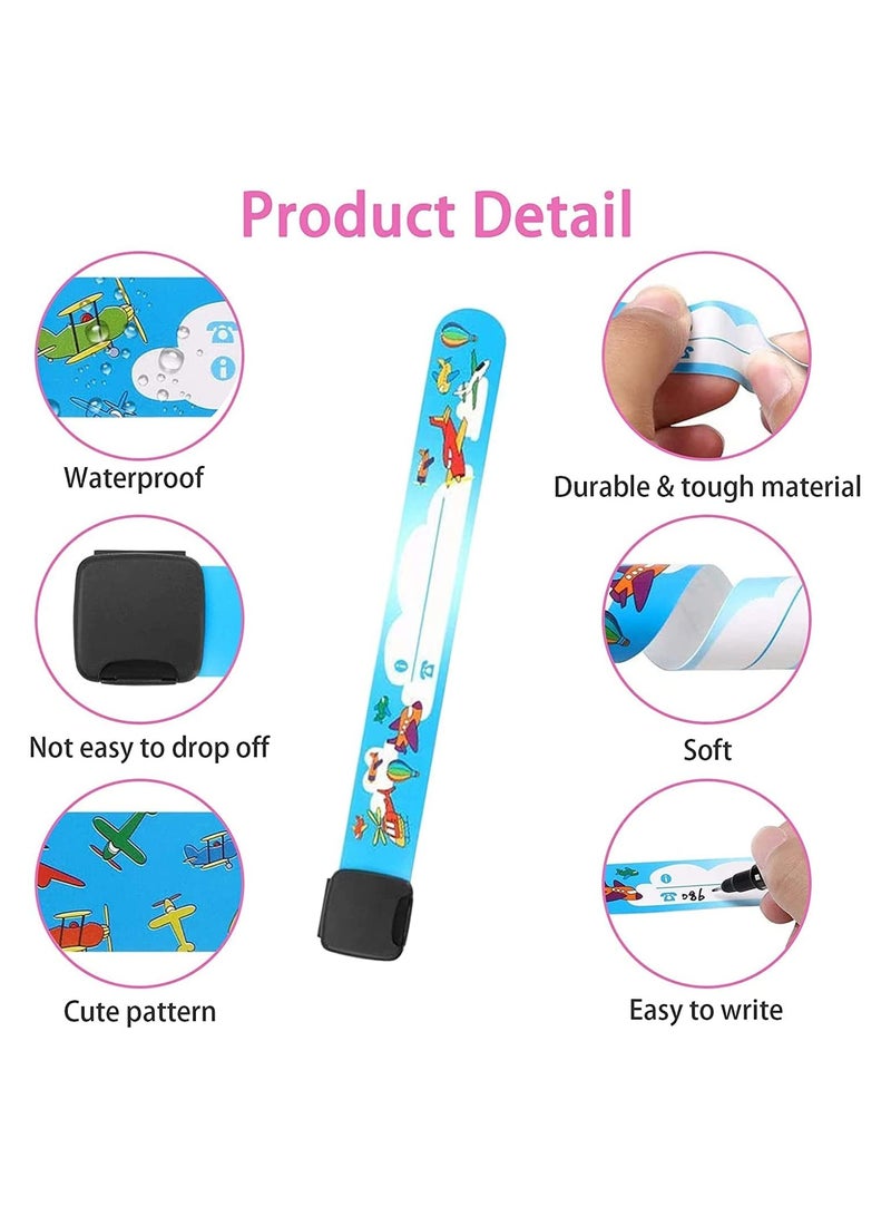 Excefore 14 Pieces Child Safety ID Wristband Cartoon Pattern Adjustable Waterproof Bracelet Reusable Boys and Girls Outdoor Activities Anti-Lost Identification Bracelet Information Band  - Image 2