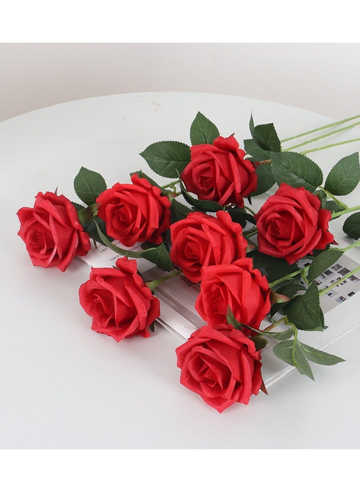 Red Artificial Roses (10pcs) | Realistic Velvet Fake Flowers for Wedding, Party, Home Decoration & Centerpieces - Image 3