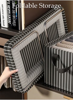 DUNISO 3pcs Wardrobe Clothes Organizer Foldable Closet Storage Organizer for Clothes Jeans Washable Closet Storage Boxes with Carrying Handles Cube Storage Bin for Home Bedroom Office  - Image 2