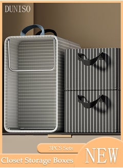 DUNISO 3pcs Wardrobe Clothes Organizer Foldable Closet Storage Organizer for Clothes Jeans Washable Closet Storage Boxes with Carrying Handles Cube Storage Bin for Home Bedroom Office  - Image 1