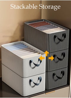 DUNISO 3pcs Wardrobe Clothes Organizer Foldable Closet Storage Organizer for Clothes Jeans Washable Closet Storage Boxes with Carrying Handles Cube Storage Bin for Home Bedroom Office  - Image 5