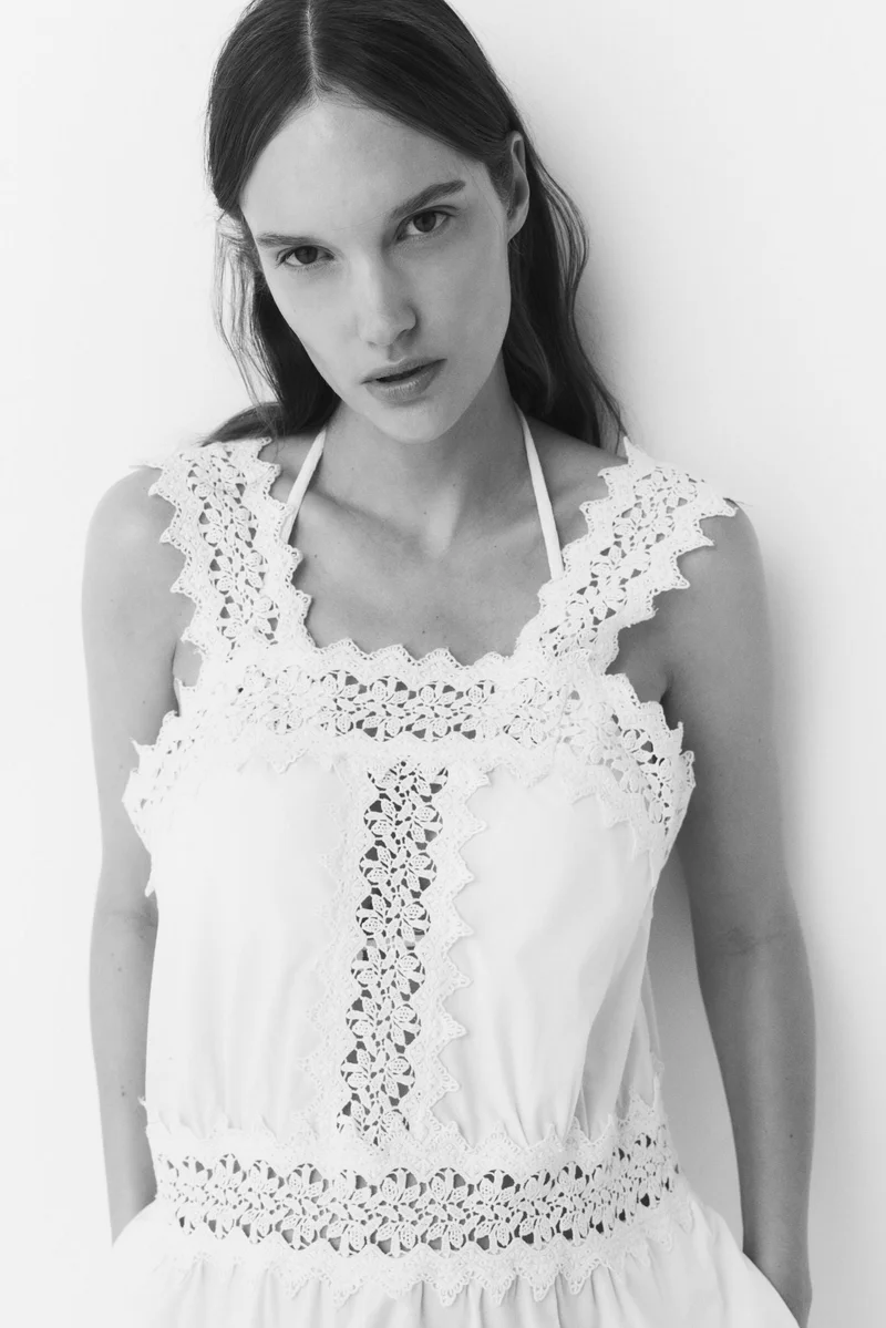 H&M MAMA Lace-detail cotton playsuit