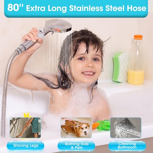 FASDUNT Shower Head with Handheld, Filtered Shower Head with 80" Extra Long Hose, 20-Stage Filter for Softening Hard Water to Improve Hair and Skin Problems - Image 4