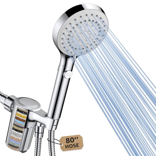 FASDUNT Shower Head with Handheld, Filtered Shower Head with 80" Extra Long Hose, 20-Stage Filter for Softening Hard Water to Improve Hair and Skin Problems - Image 1