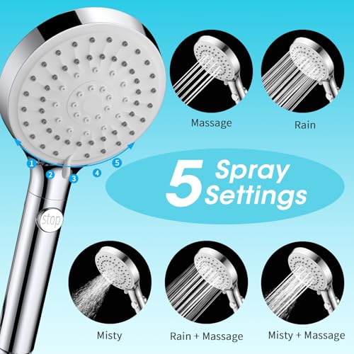 FASDUNT Shower Head with Handheld, Filtered Shower Head with 80" Extra Long Hose, 20-Stage Filter for Softening Hard Water to Improve Hair and Skin Problems - Image 5