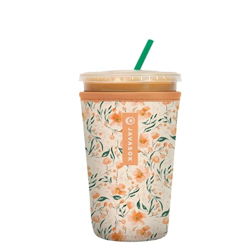 Sok It JavaSok Iced Coffee & Cold Soda Insulated Neoprene Cup Sleeve (Blush Blossoms, Medium: 22-28oz) - Image 1